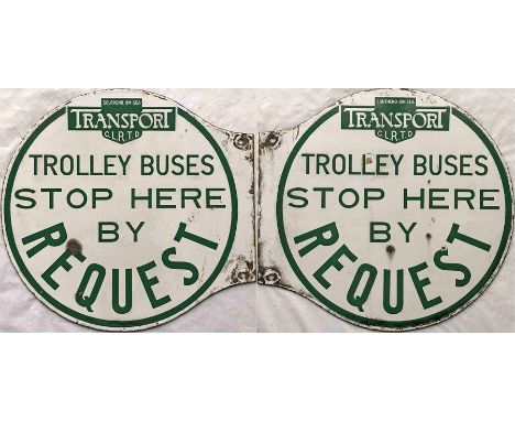 1930s/40s Southend-on-Sea Transport (Southend Corporation Light Railways Transport Department) enamel TROLLEYBUS STOP FLAG ' 