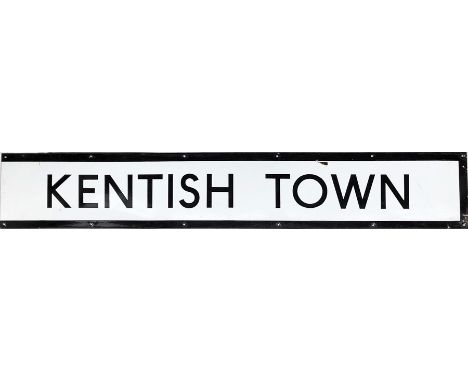 1960s/70s London Underground enamel FRIEZE PANEL from the platforms at Kentish Town on the Northern Line. Measures 55.5" x 9"