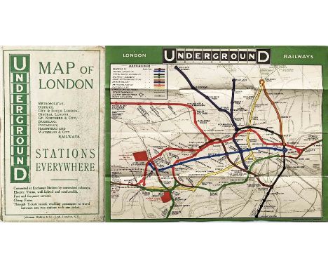 1908 London Underground POCKET MAP showing the exhibition venues at Shepherd's Bush &amp; Earl's Court. 1908 saw the first us