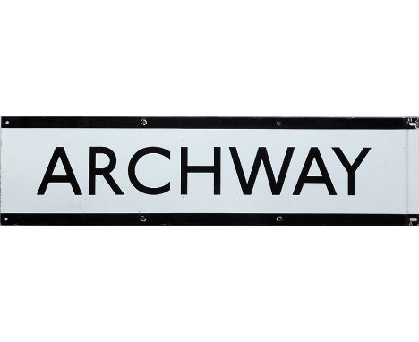 1960s/70s London Underground enamel PLATFORM FRIEZE PANEL from Archway on the Northern Line. Measures 35" x 9" (89cm x 23cm).