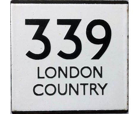 London Transport bus stop enamel E-PLATE for route 339 lettered 'London Country'. It was highly unusual for the LC name to ap