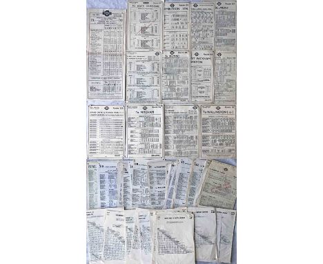Quantity (41) of 1920s-70s (mainly) London Transport PANEL TIMETABLES including a 1924 London United Tramways example for rou