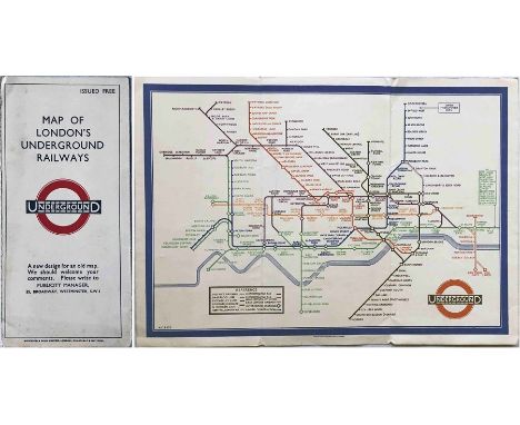 1933 first edition of the H.C. Beck London Underground diagrammatic card POCKET MAP with the famous cover slogan "A new desig