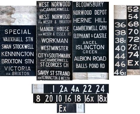 Selection (3) of London Transport TRAM DESTINATION BLINDS comprising a Norwood depôt blind for a standard car dated June 29, 