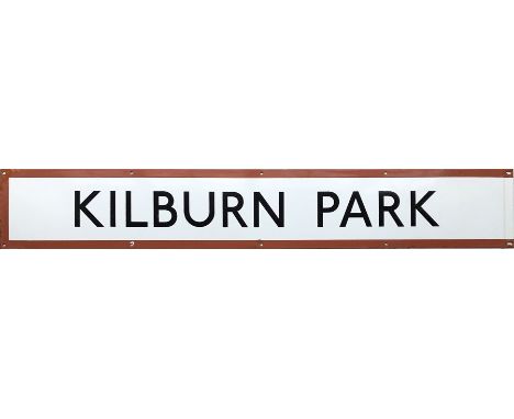 1960s/70s London Underground enamel FRIEZE PANEL from the platforms at Kilburn Park on the Bakerloo Line. Measures 57.5" x 9"