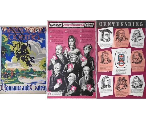 Selection (3) of Underground Group/London Transport POSTERS comprising 1926 double-crown 'Hampton Court - Romance &amp; Gaiet