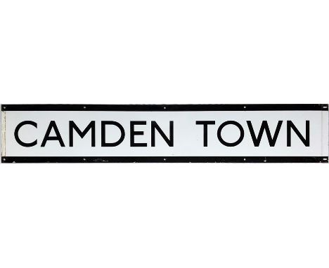 1960s/70s London Underground enamel PLATFORM FRIEZE PANEL from Camden Town on the Northern Line. Measures 50" x 9" (127cm x 2