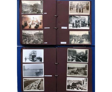 2 large albums of loose-mounted PHOTOGRAPHS/POSTCARDS compiled by the late Alan A Jackson, historian &amp; transport author, 