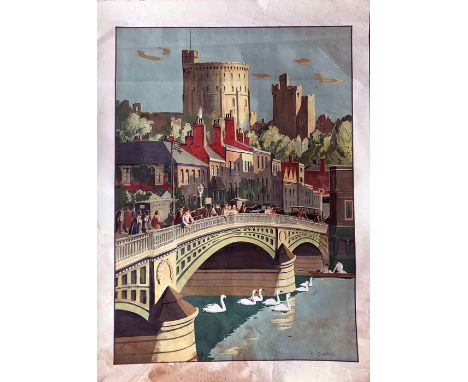 1927 London Underground Group POSTER 'Windsor' by Charles Cundall (1890-1971).  Was produced to encourage leisure travel by G