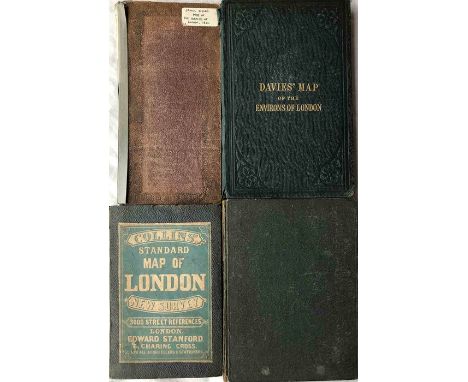 Selection (4) of 19th-century London MAPS comprising 1833 James Wyld's Map of the Vicinity of London (sectioned on card-backe