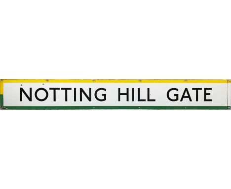 1960s/70s London Underground enamel PLATFORM FRIEZE PANEL from the Circle &amp; District line platforms at Notting Hill Gate 