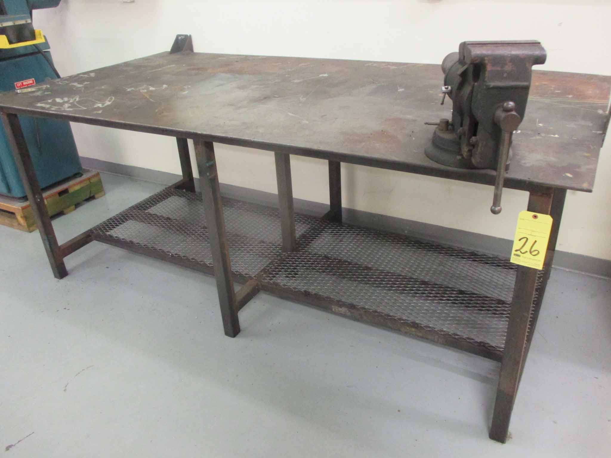 FABRICATED WELDING TABLE, 8' x 4', H.D., w/jaw vise