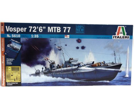 A 1/35 SCALE ITALERI NO.5610, VOSPER 72' 6' MOTOR TORPEDO BOAT 77 UNMADE KIT  boxed. 