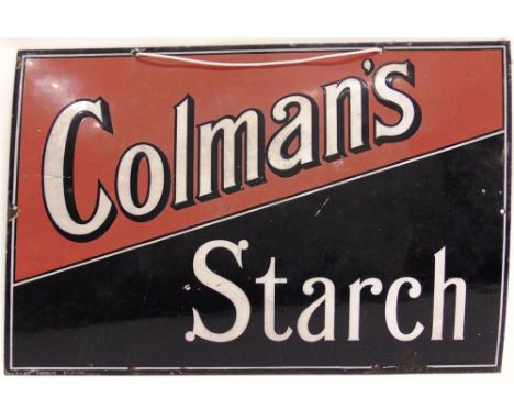 A COLMAN'S STARCH ENAMEL SIGN  finished in red, black and white, 41cm x 61cm. 