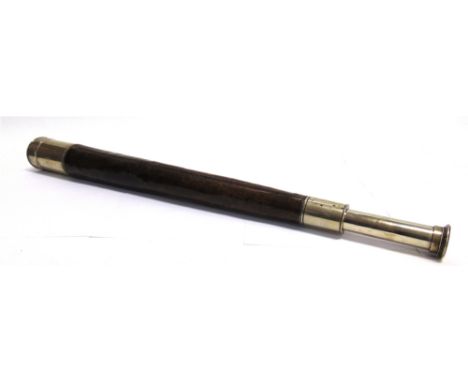 A NICKEL SINGLE-DRAW TELESCOPE  by Cary of 181 Strand, London, signed, with a leather-covered main body and removable lens ca