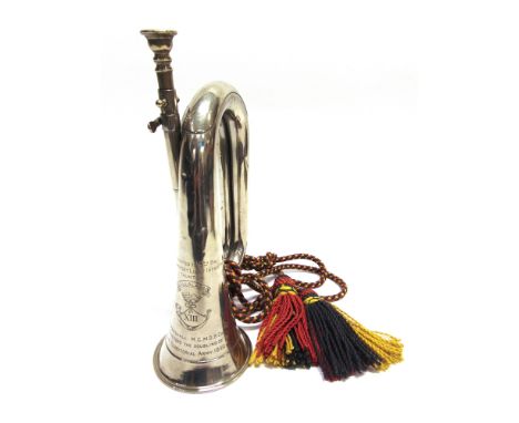 A 5TH BATTALION, SOMERSET LIGHT INFANTRY PRESENTATION BUGLE  by Boosey &amp; Hawkes, serial number 154486, engraved 'PRESENTE