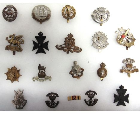 NINETEEN ASSORTED CAP BADGES  comprising those for 10th Royal Hussars, Duke of Cornwall's Light Infantry, Northamptonshire Re