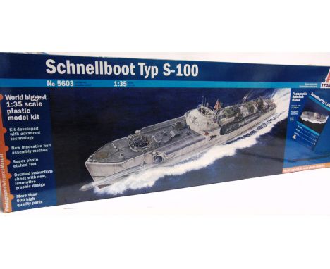 A 1/35 SCALE ITALERI NO.5603, SCHNELLBOOT TYP S-100 UNMADE KIT  boxed (box still sealed). 