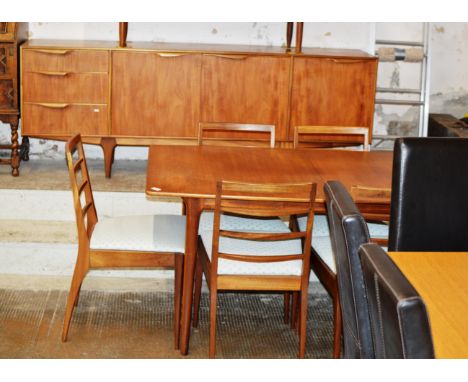 8 PIECE MID-CENTURY TEAK DINING ROOM SUITE COMPRISING SIDEBOARD, TABLE &amp; 6 CHAIRS     