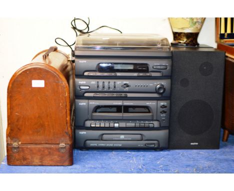 SEWING MACHINE AND SANYO TWIN SPEAKER HIFI     