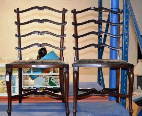 PAIR OF MAHOGANY LADDER BACKED CHAIRS     