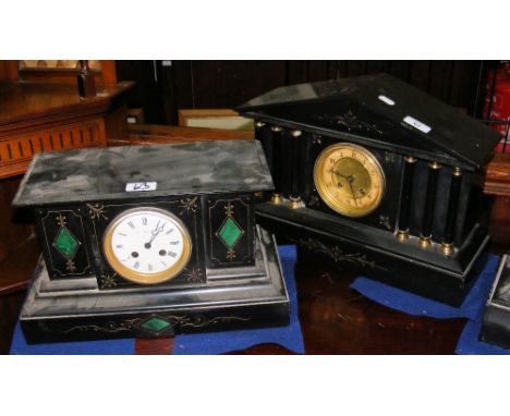 Slate and marble mantel clock and one other