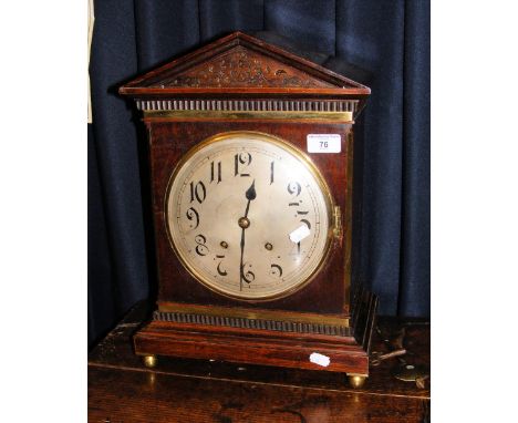 A 19th century bracket clock with silvered dial and chiming movement - 43cm high