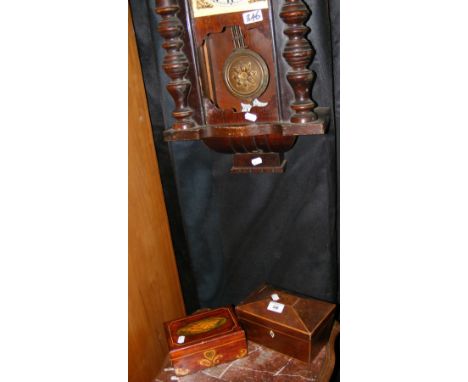 Tea caddy, painted box and wall clock for restoration