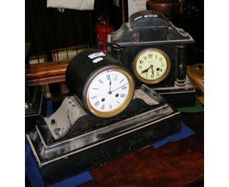 A Victorian mantel clock and one other