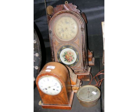 Four clocks for restoration, together with a wall barometer