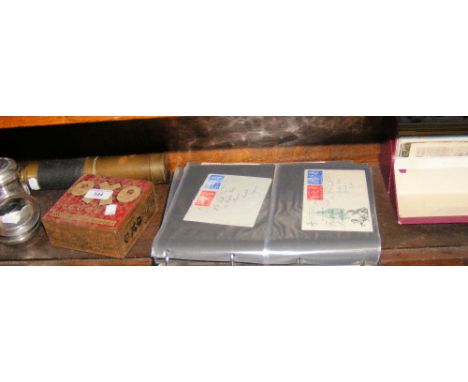 Various collectables, including cycle lamp, First Day Covers, postcards, etc.