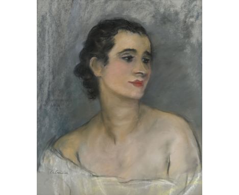 Charles Camoin (1879-1965),  Portrait de femme , pastel sur papier, signé, 44x37,5 cm L'authenticité de ce tableau a été conf