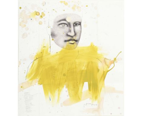Richard Prince (1949), Portrait, 1997, acrylique, encre et graphite sur papier, signée et datée, 51x46,5 cmEtiquette au verso