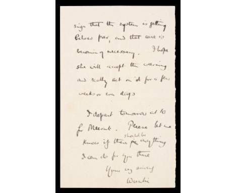 * Baden-Powell (Robert, 1st Baron, 1857-1941). Autograph Letter Signed, 'Wunhi', United Service Club, Simla, 13 October 1897,