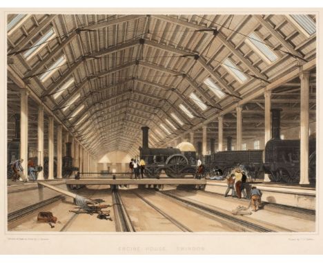 * Bourne (John Cooke). Engine House Swindon &amp; Bath Station, printed by C. F. Cheffins, circa 1850, pair of lithographs wi