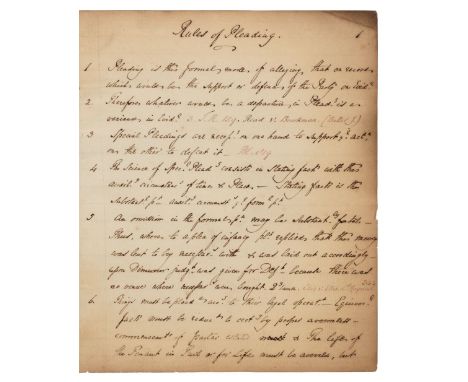 * Law manuscript. Rules of Pleading, belonging to William Russell, Lincoln's Inn, 1822, 58 numbered pages written in manuscri