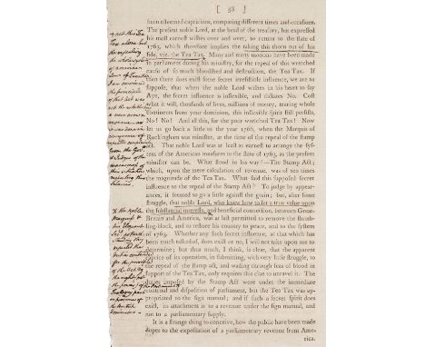 American Revolution - (Hartley, David). [Letters on the American War. Addressed to the Right Worshipful the Mayor and Corpora