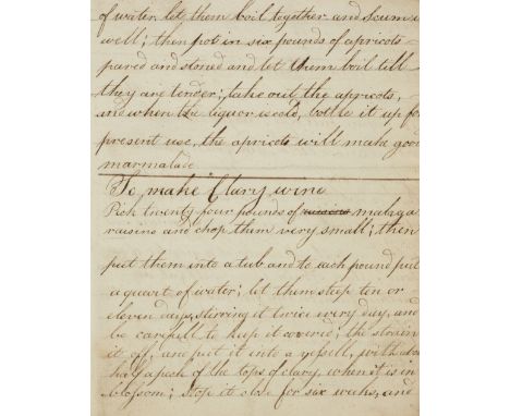 Winemaking. Manuscript book 'For making all kinds of British Wines', circa 1810, 23 leaves of neatly written recipes and inst