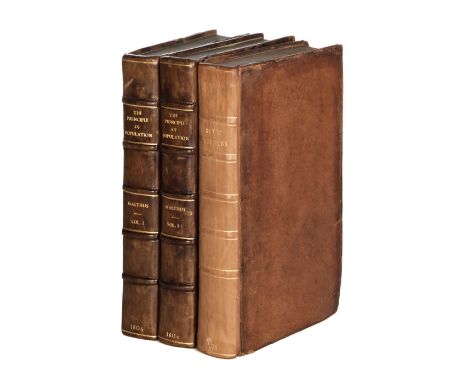 Malthus (Thomas Robert). An Essay on the Principle of Population, 2 volumes, 3rd edition, London: for J. Johnson, 1806, half-