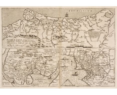 Pomerania. De Jode (Cornelis), Pomeraniae utriusq Continentis..., [on sheet with] Thietmarsorum Simbricae Schersonesi Populor