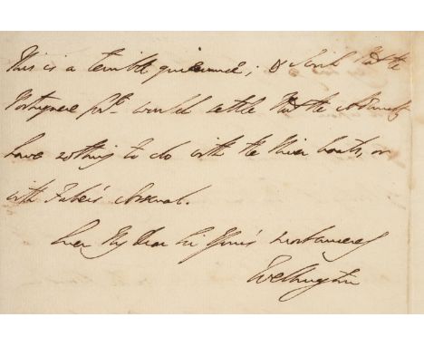 Wellington (Arthur Wellesley, 1st Duke of, 1769-1852). Autograph letter signed to Sir Charles Stuart (later Baron Stuart de R