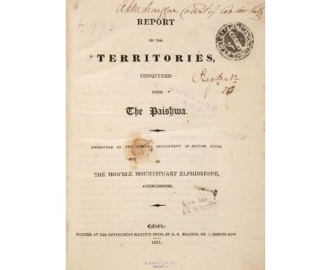 Elphinstone (Mountstuart). Report on the Territories, conquered from the Paishwa. Submitted to the Supreme Government of Brit