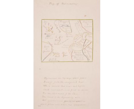 Map of Matrimony. Manuscript allegorical map, circa 1830, a manuscript ink and watercolour allegorical map of matrimony with 