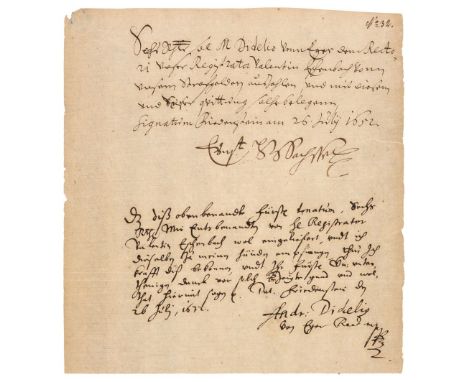 * Ernst I (1601-1675), Duke of Saxe-Gotha (1640-75) and Saxe-Attenburg (1672-75), known as ‘Ernest the Pious’. Document Signe