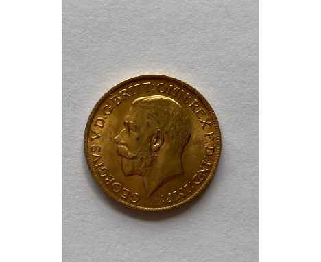 A George V Sovereign, bare head portrait l. George and the Dragon reverse, dated 1915.  *CR:  Light surface marks.  *BP 22.5%