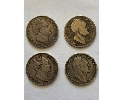 William IV Halfcrowns bare head r. initials in script  on truncation, shield on mantle 1834, 1835,1836, 1837. 4 coins.  *CR: 
