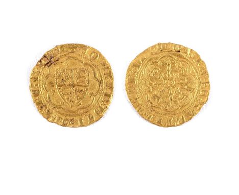 A gold Quarter Noble, Obv. Shield mm. Cross pattee.  *CR:  See images.  *BP 22.5% (18.75% plus VAT) plus a lot fee of £8 inc.