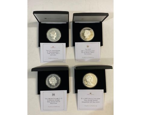 Four Jubilee Mint 5oz silver coins: Tristan da Cunha £5.00 2021 50 years of decimalisation, from an edition of 495. Tristan d