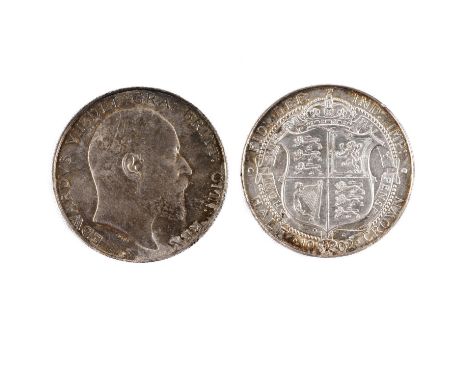 An Edward VII Halfcrown, Bare head r, Crowned Shield in Garter, dated 1902.  *CR:  Good condition with attractive light tonin