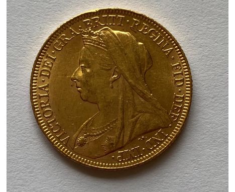 A Queen Victoria Sovereign, old veiled bust l. dated 1895.  *CR:  light surface marks and rubbing.  *BP 22.5% (18.75% plus VA